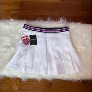 forever 21 k swiss white (red &blue) pleated skirt